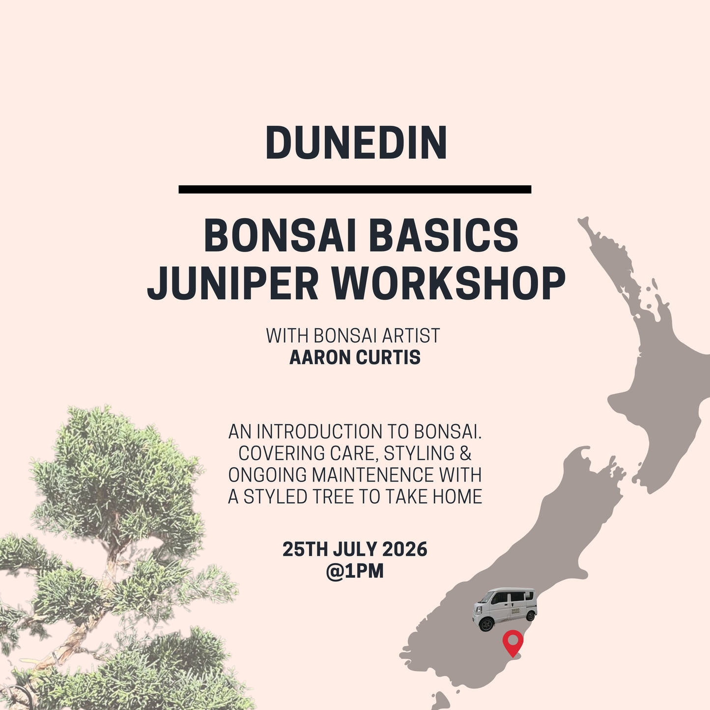 Dunedin - Bonsai Basics Juniper Workshop- 25th July